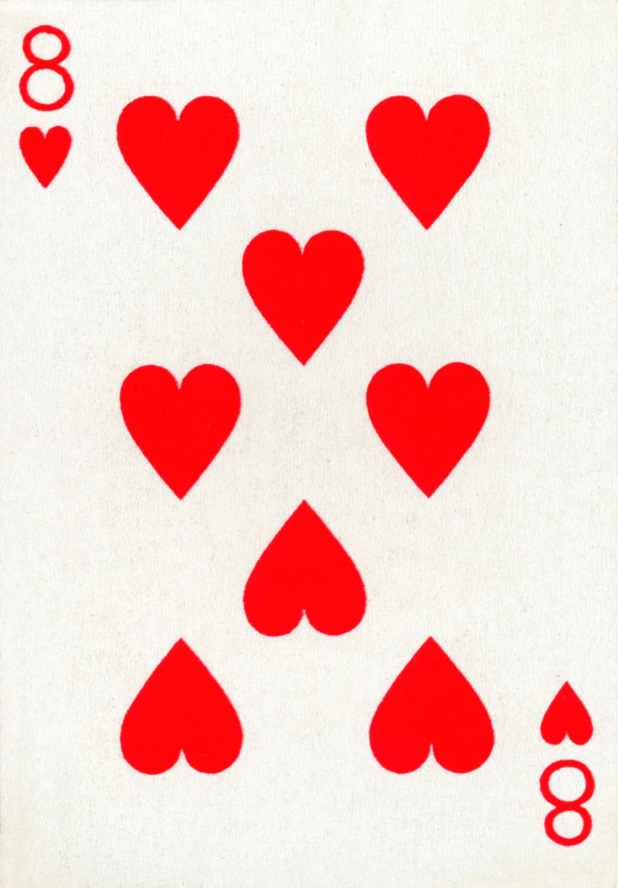 8 der Herzen aus einem Kartenspiel von Goodall & Son Ltd., um 1940 von Unbekannt