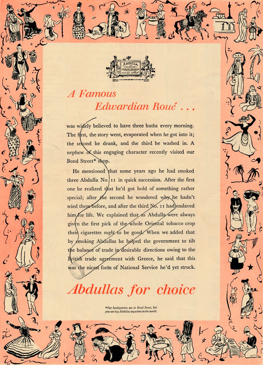Ein berühmter edwardianischer Roué Abdullas zur Auswahl, 1939 von Unbekannt