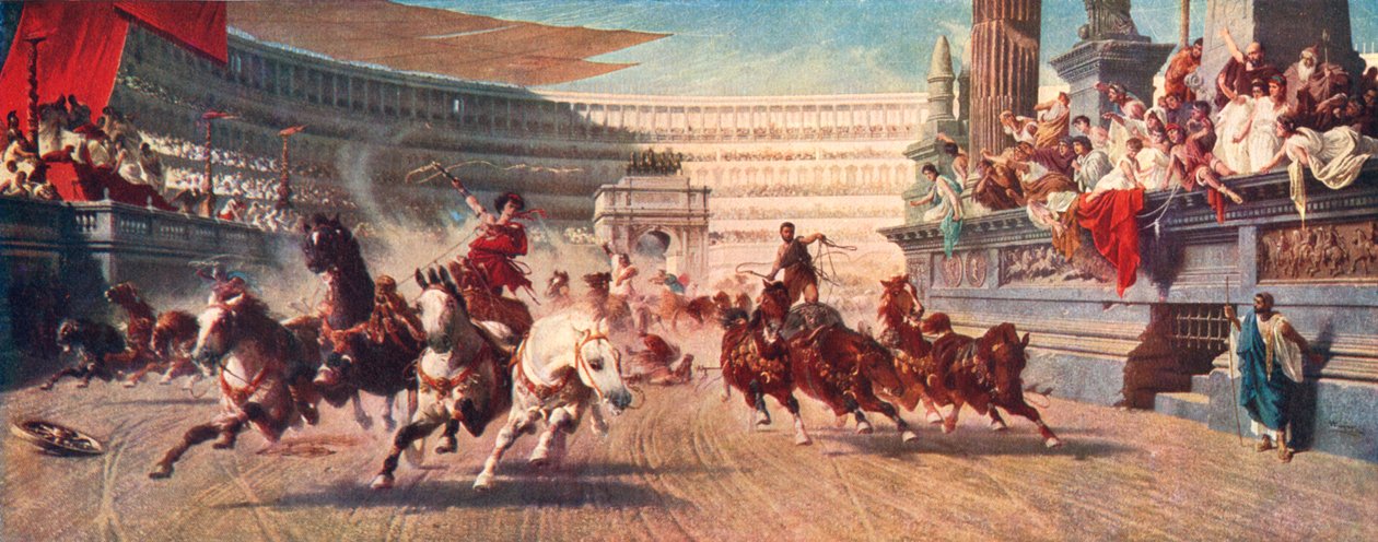 Ein römisches Wagenrennen, Circus Maximus, 20. Jahrhundert von Unbekannt