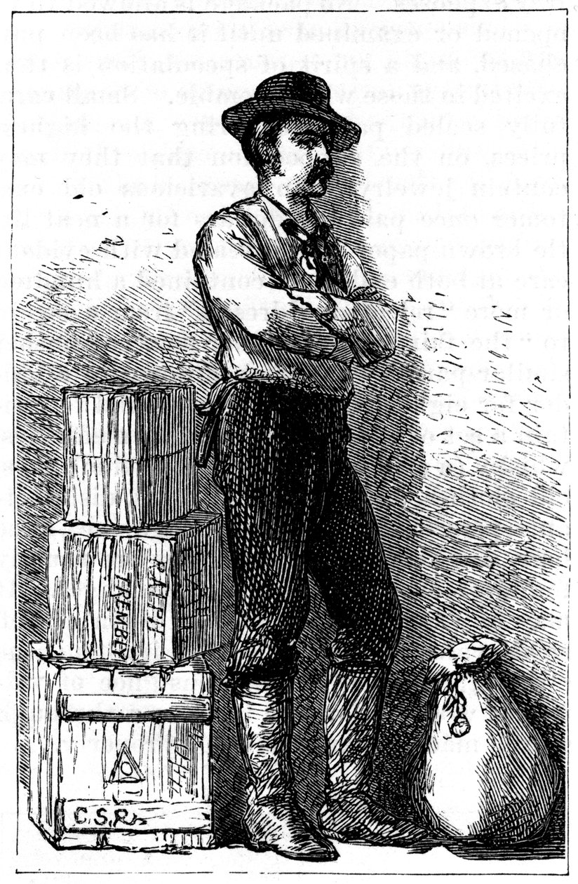 Ein Wells Fargo Bote von ihrem Express-Lieferservice über die Landenge von Panama, 1875 von Unbekannt