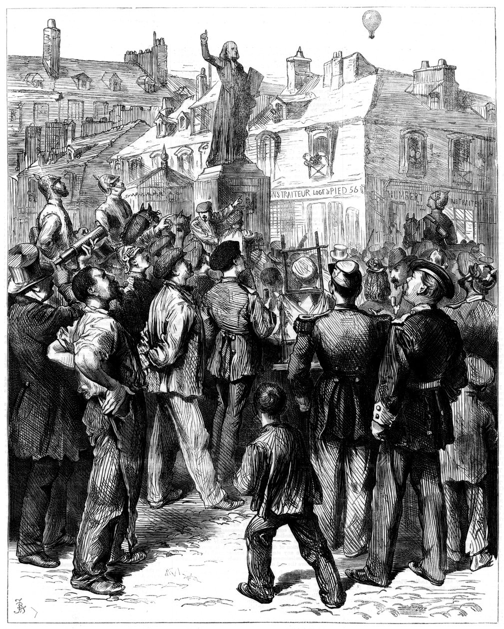 Ein Ballon aus Paris überquert Versailles, Deutsch-Französischer Krieg, 1870-1871 von Unbekannt