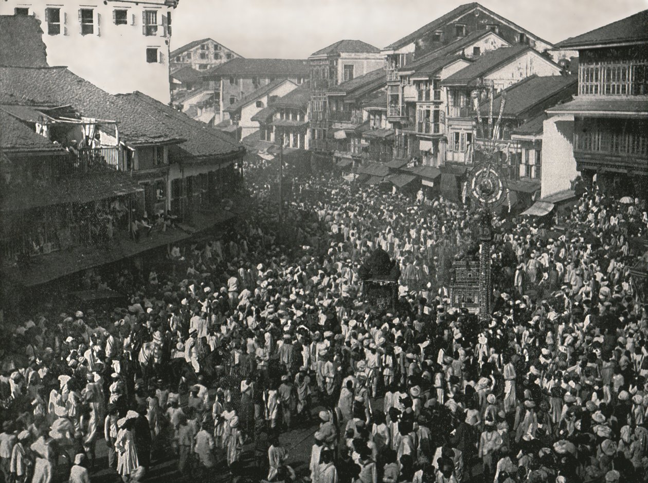 Eine große einheimische Prozession, Bombay, Indien, 1895 von Unbekannt