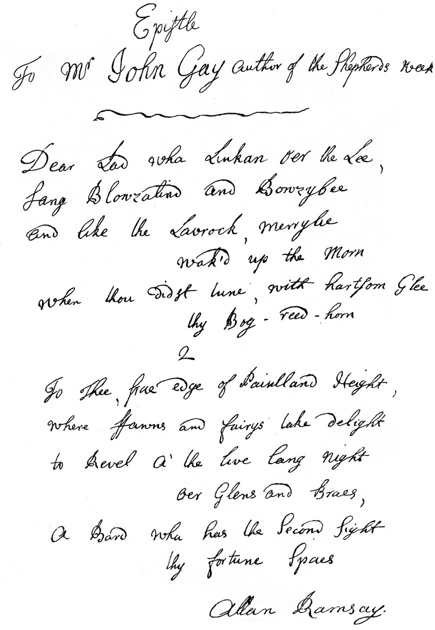Ein Brief von Allan Ramsay an John Gay, 18. Jahrhundert, 1840 von Unbekannt