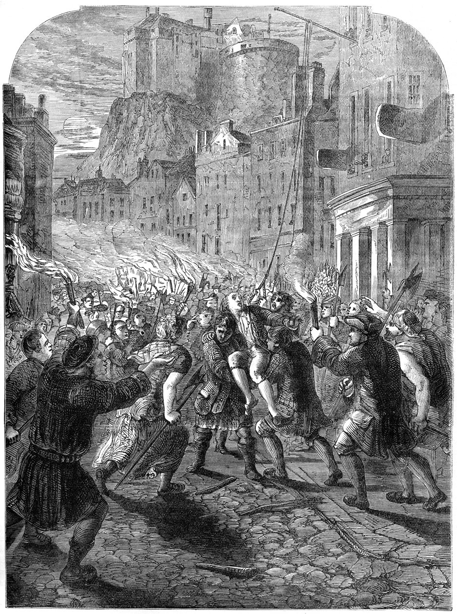 Ein Mob bringt Captain John Porteous zu seiner Hinrichtung, Edinburgh von Unbekannt