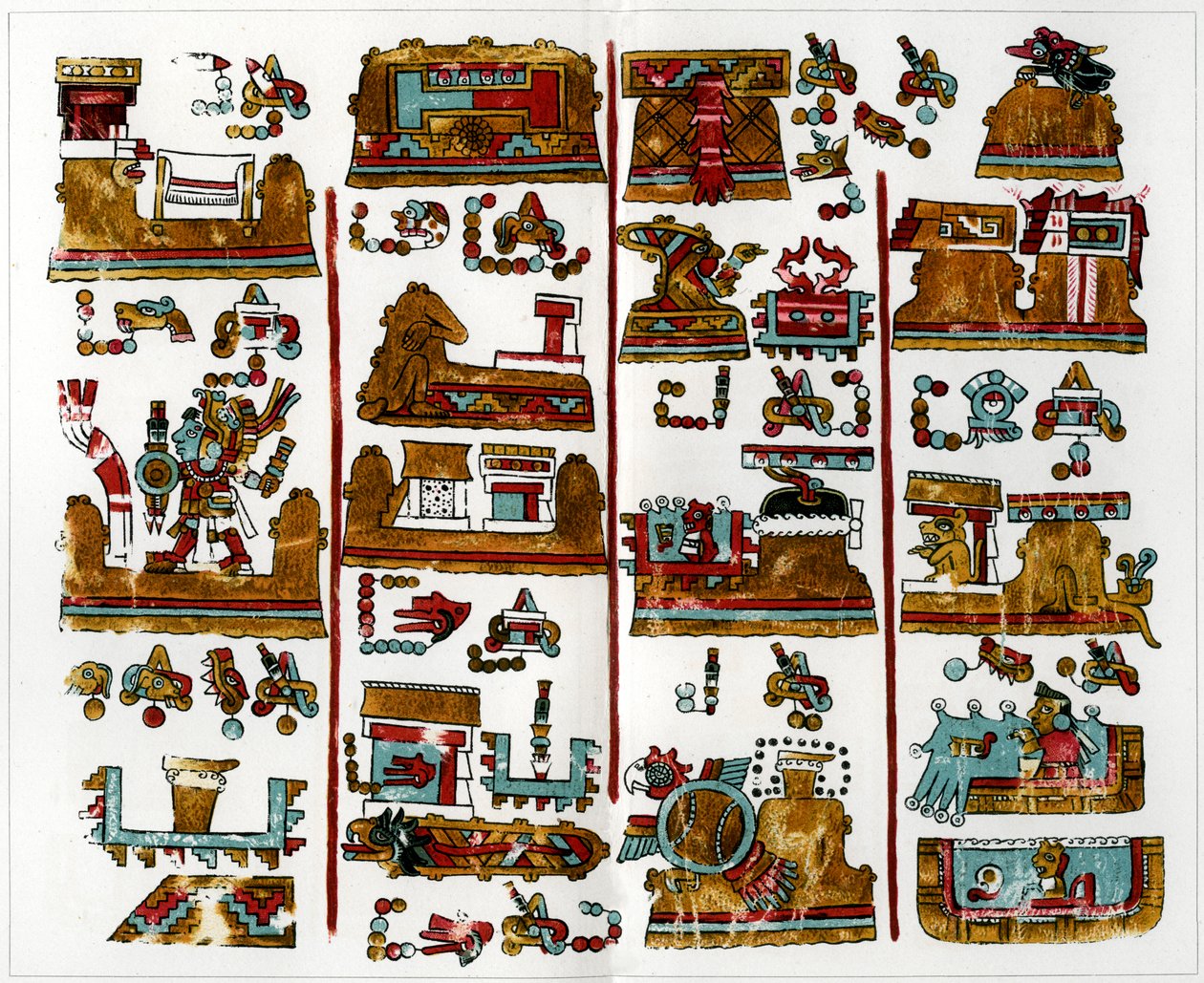 Eine Seite aus dem Wiener Manuskript zapotekischen Ursprungs, 1901 von Unbekannt