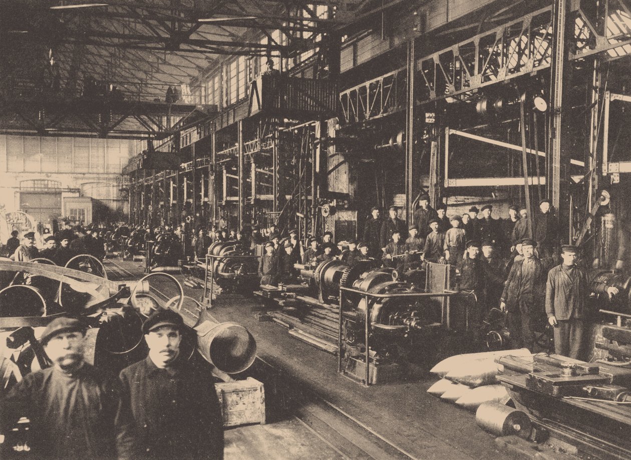 Eine Werkstatt der Putilov-Fabrik, um 1914 von Unbekannt