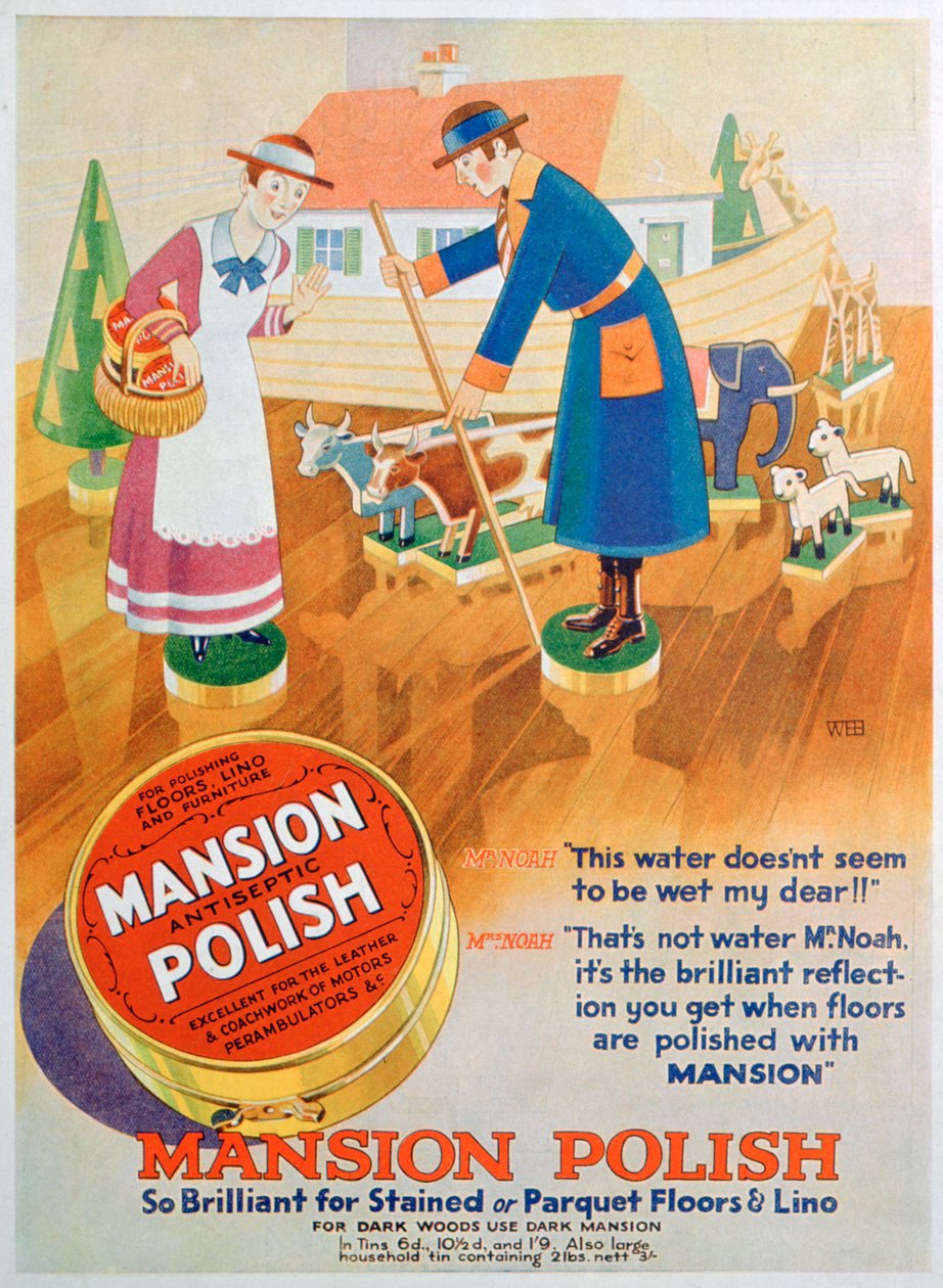 Werbung für Mansion antiseptische Bodenpolitur, 1933 von Unbekannt