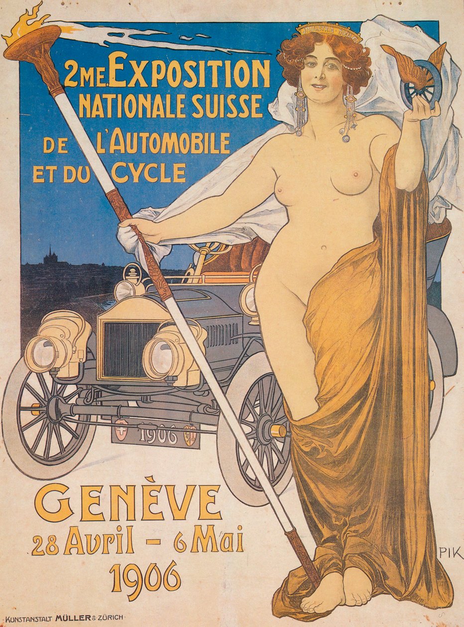 Werbung für die Zweite Schweizerische Nationale Auto- und Fahrrad-Ausstellung, Genf, 1906 von Unbekannt