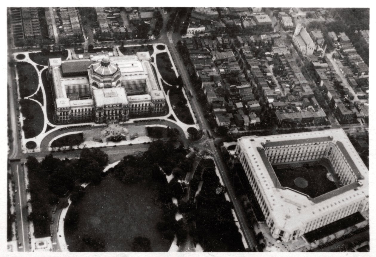 Luftaufnahme der Library of Congress, Washington DC, USA, aus einem Zeppelin, 1928-1933 von Unbekannt