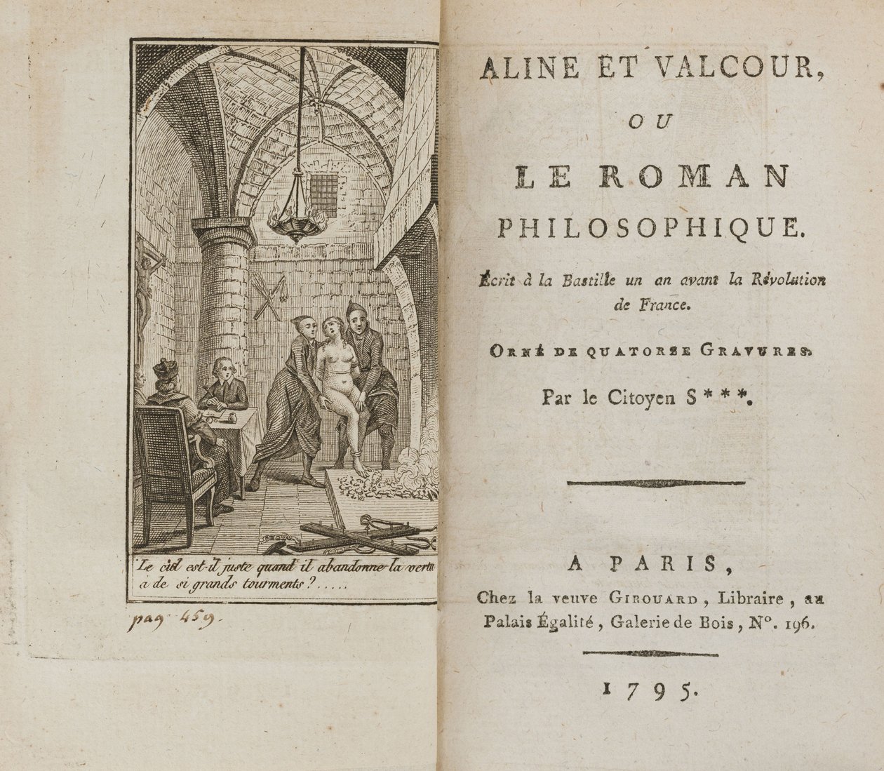 Aline et Valcour ou, Le Roman philosophique von Marquis de Sade, 1795 von Unbekannt