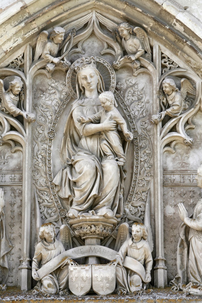 Tympanon der Schlosskapelle Amboise: Jungfrau und Kind, Amboise, Frankreich von Unbekannt