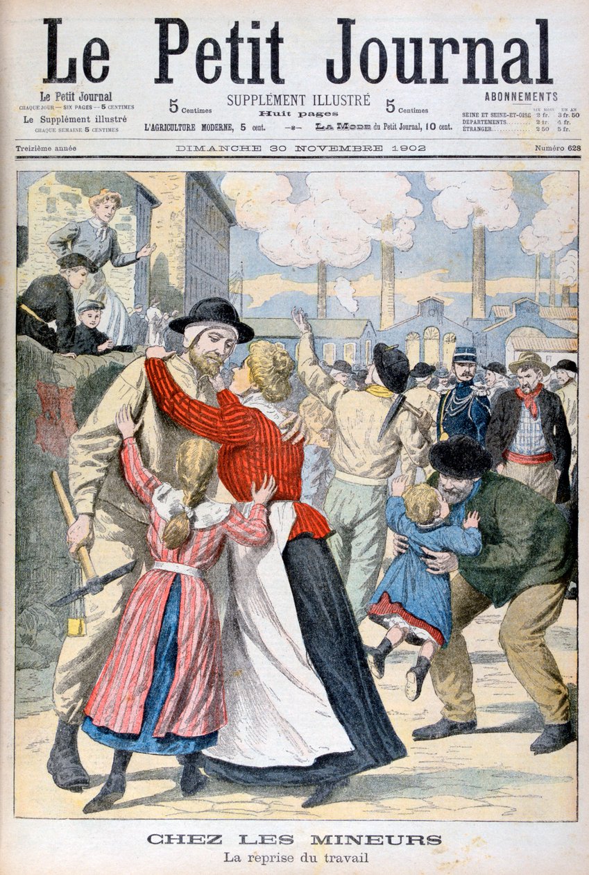 Unter den Bergleuten, Wiederaufnahme der Arbeit, 1902 von Unbekannt