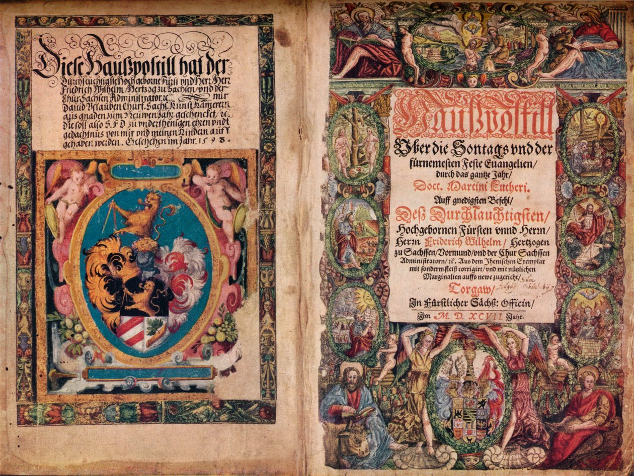 Ein frühes Autogrammalbum: Eine Hauspostille aus den Werken von Martin Luther, ca. 1550 von Unbekannt