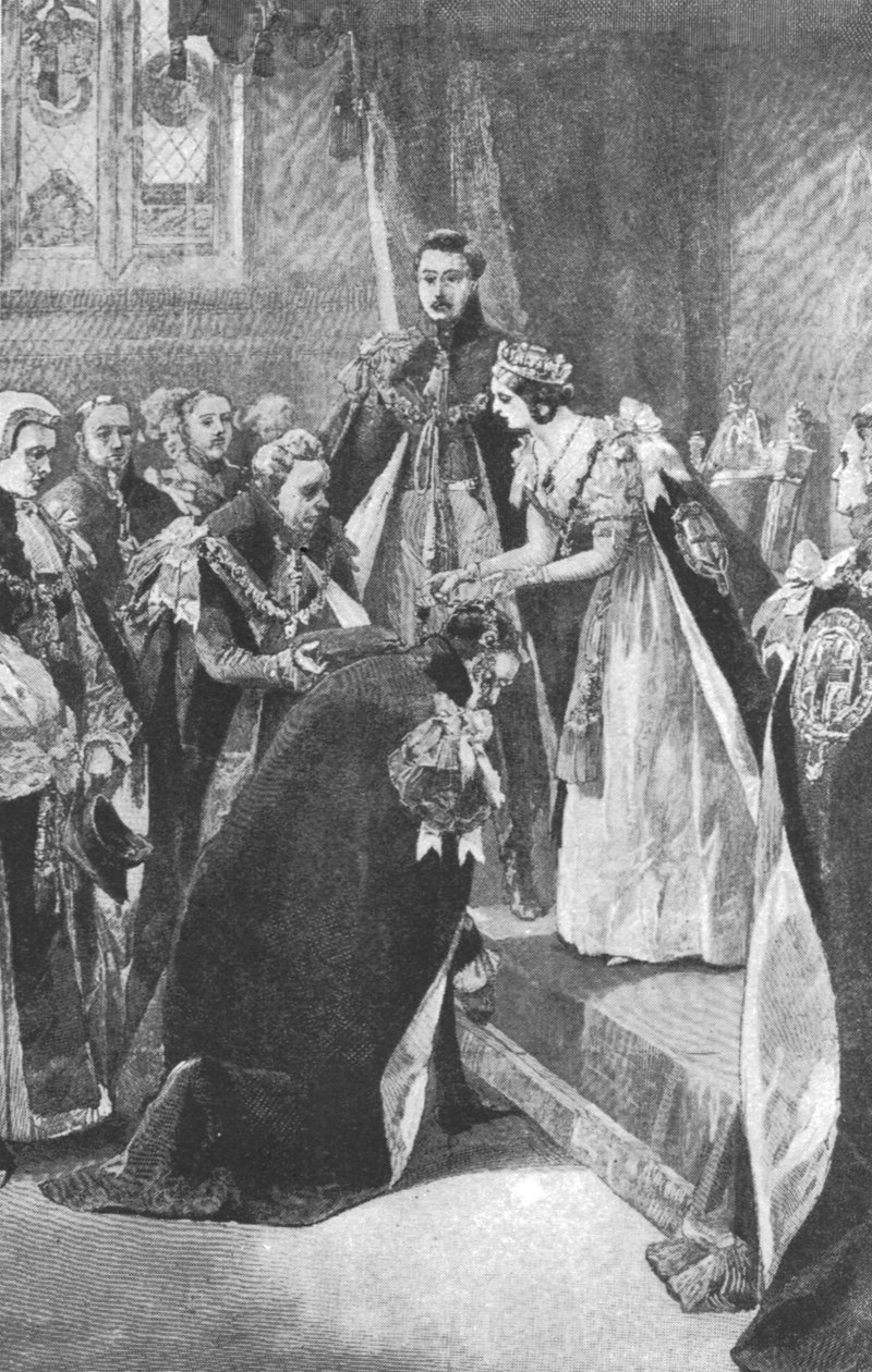 Eine Investitur des Hosenbandordens durch Königin Victoria, ca. 1830er, 1901 von Unbekannt