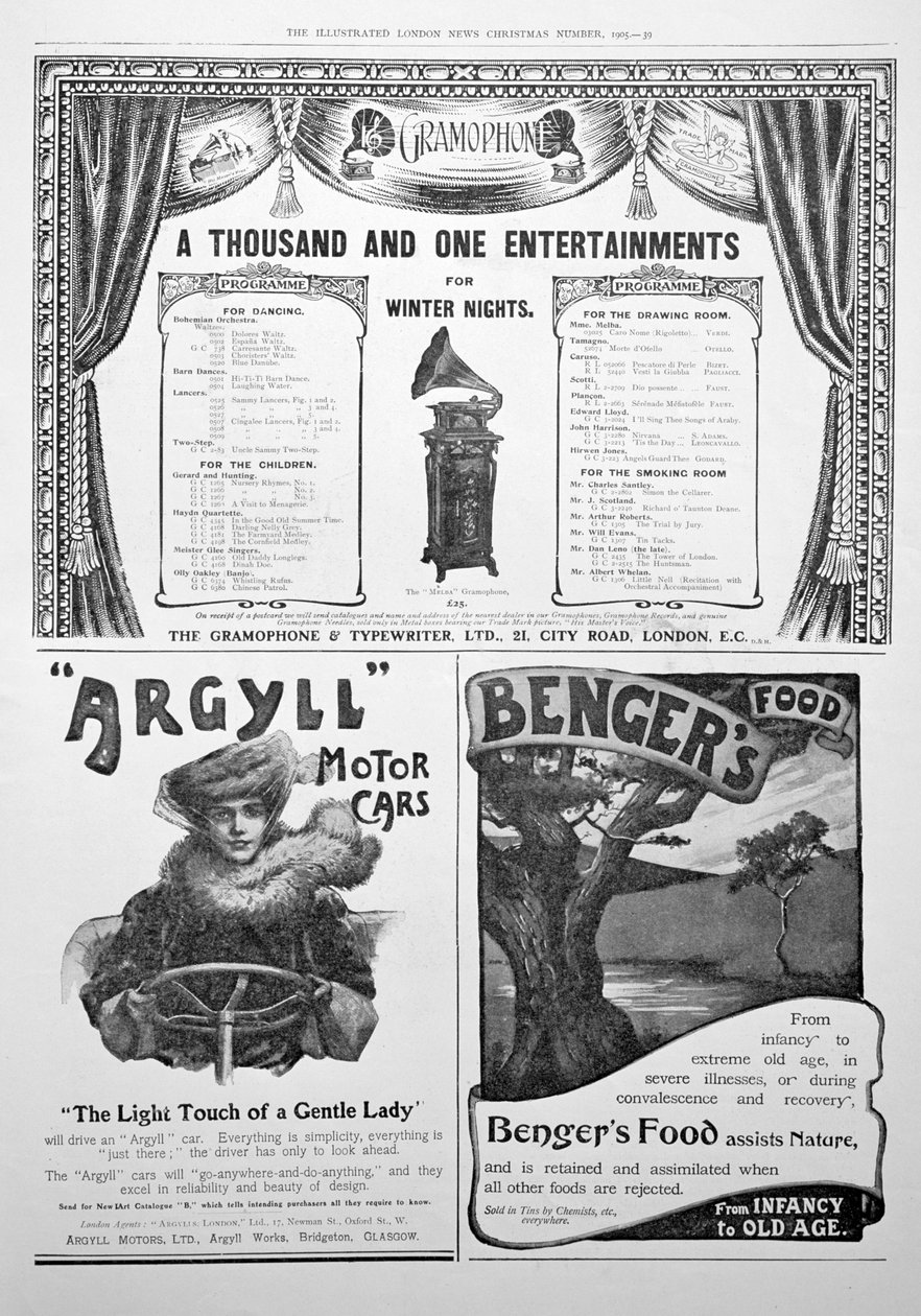 Eine Werbeseite in den Illustrated London News, Weihnachten, 1905 von Unbekannt