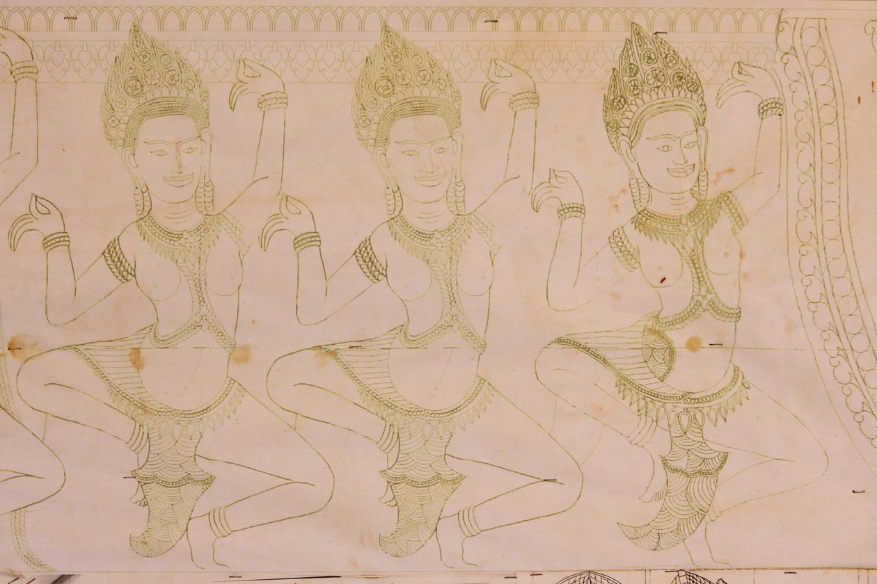 Apsara-Zeichnung, Siem Reap, Kambodscha von Unbekannt