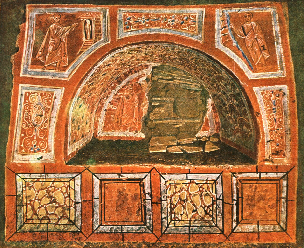 Arcosolium in der Katakombe von Domitilla an der Via Ardeatina, Rom, Italien, 1928 von Unbekannt