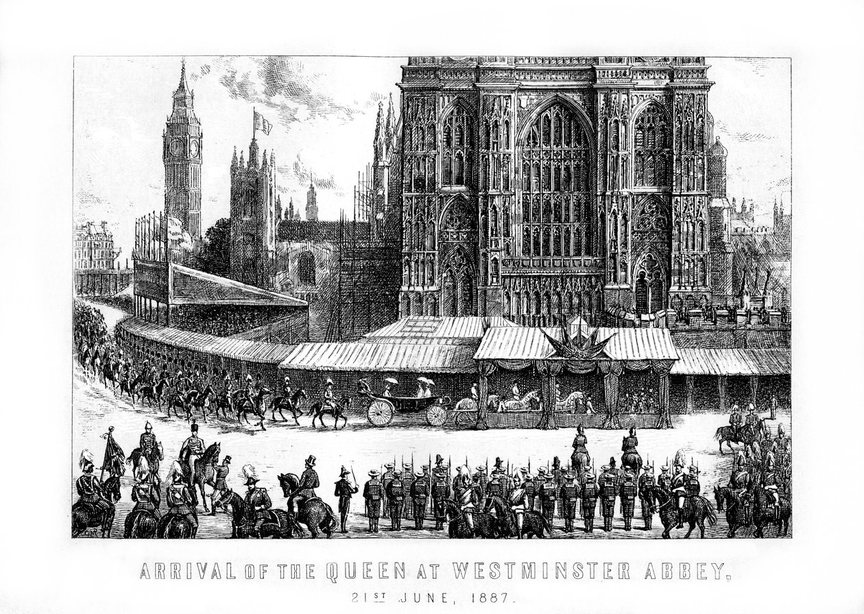 Ankunft der Königin in der Westminster Abbey, London, 21. Juni 1887, 1889 von Unbekannt