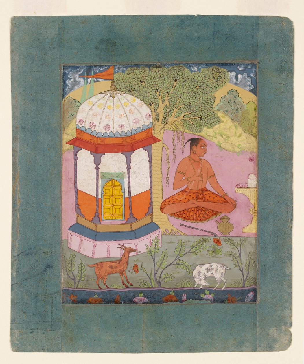 Asket in einer Landschaft, Darstellung des musikalischen Modus Bangali Ragini, ca. 1675 von Unbekannt