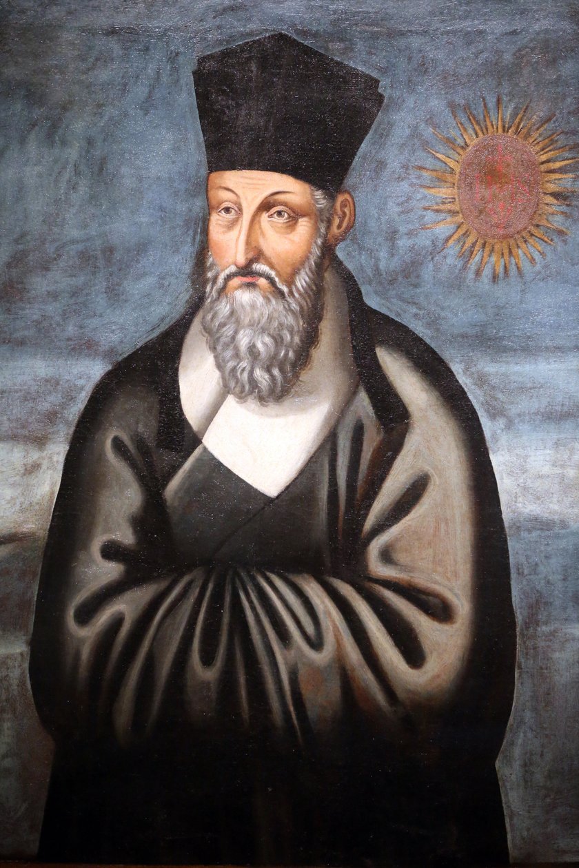 Asian Civilisations Museum. Christentum in Asien: Heilige Kunst und visueller Glanz. Porträt von Matteo Ricci (Ein italienischer Jesuit, der den Großteil seines Lebens damit verbrachte, das Christentum nach China zu bringen). Emmanuele Pereira (You Wenhui) von Unbekannt