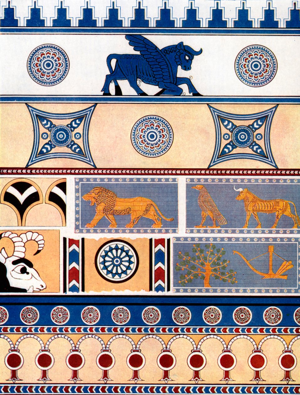 Assyrisches Ziegel- und Fliesendesign, 1933-1934 von Unbekannt