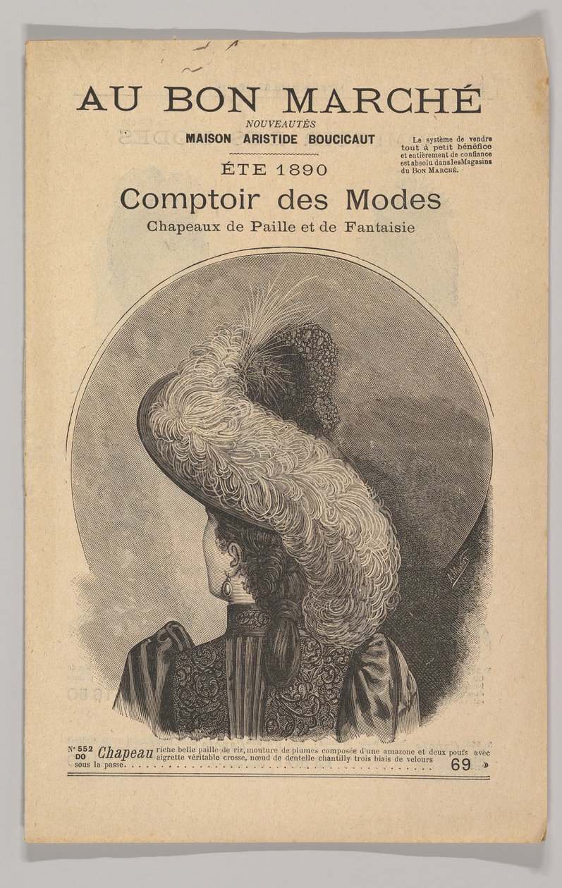 Au Bon Marché-Comptoir des Modes, Strohhüte der Fantasie, Sommer 1890, 1890 von Unbekannt