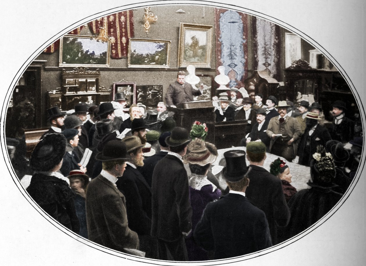 Auktion im Gange bei Phillips Auktionatoren, London, ca. 1901 von Unbekannt