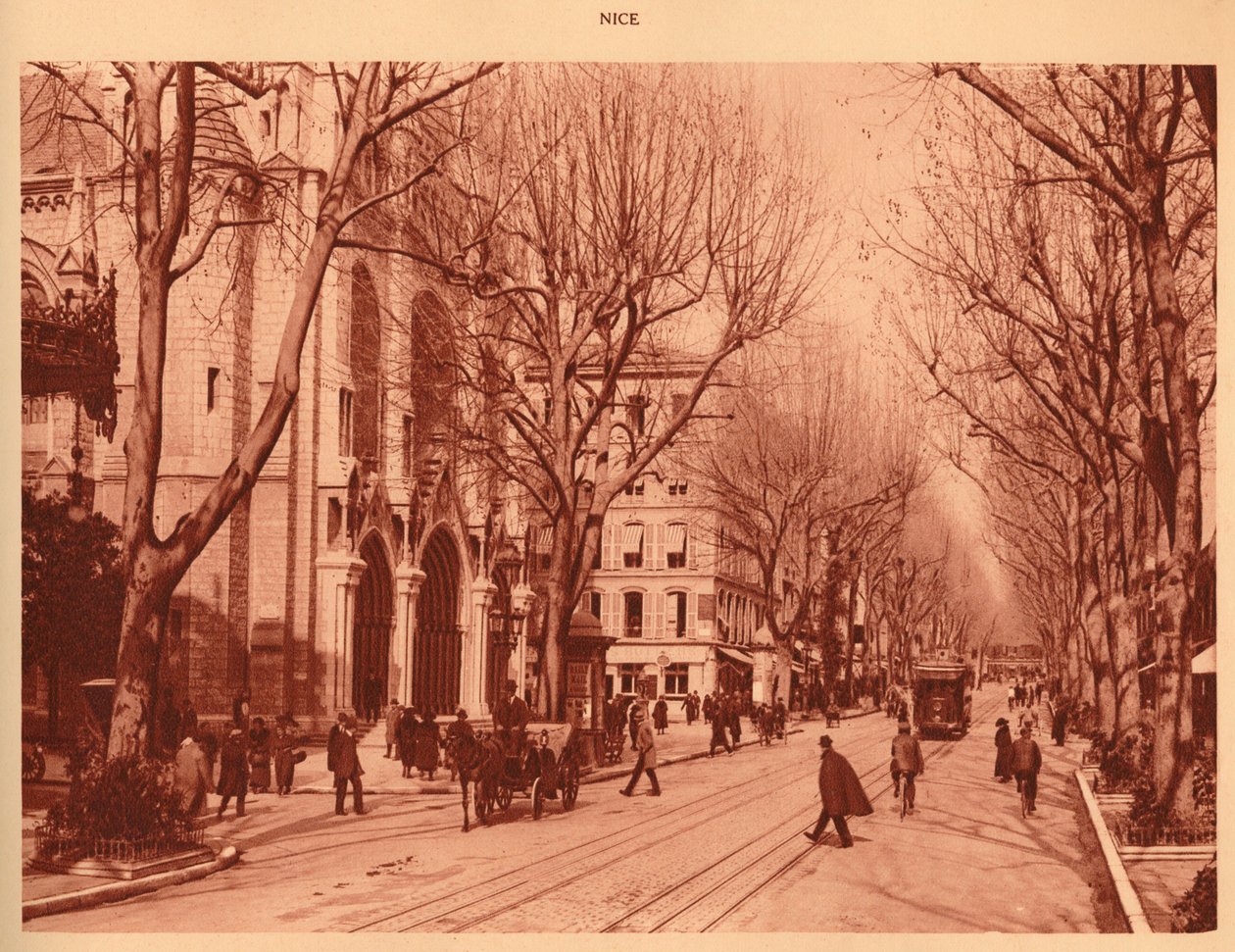 Avenue de la Victoire und Notre-Dame Kirche, Nizza, 1930 von Unbekannt