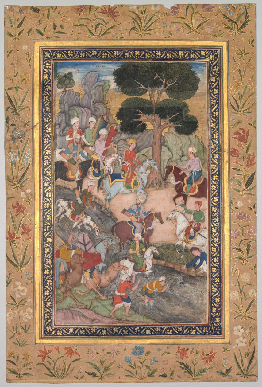 Babur trifft Sultan Ali Mirza am Kohik-Fluss, aus einem Babur-nama Memoiren von Babur, ca. 159 von Unbekannt