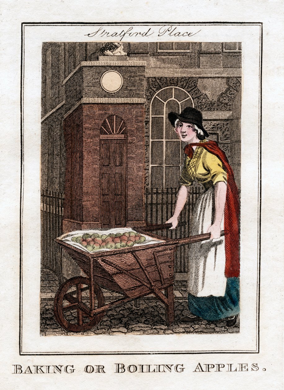 Backen oder Kochen von Äpfeln, Stratford Place, London, 1805 von Unbekannt