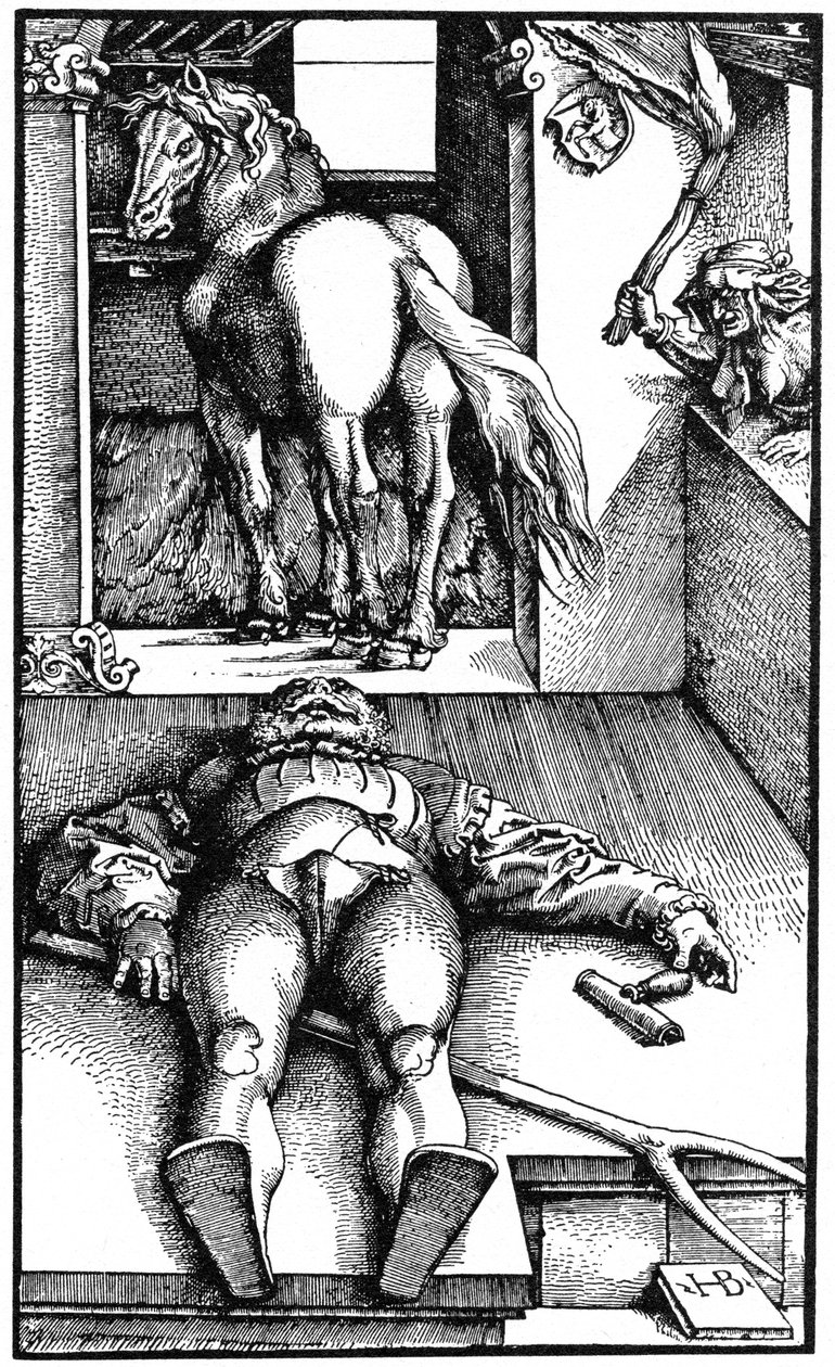 Verhexter Bräutigam, schlafender Bräutigam und eine Zauberin, 1544 von Unbekannt