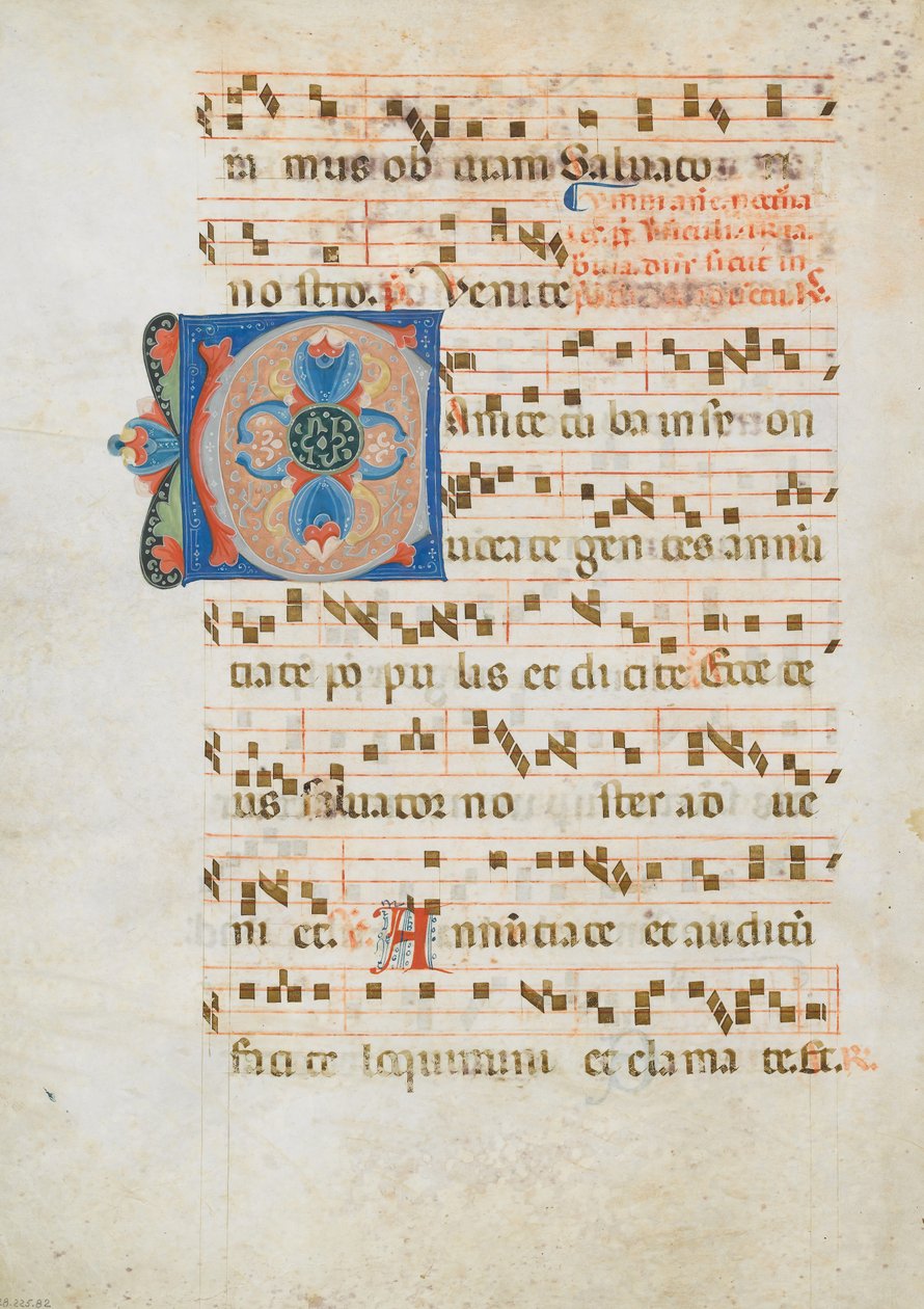 Bifolium mit Initiale C, aus einem Antiphonar, italienisch, ca. 1320 von Unbekannt