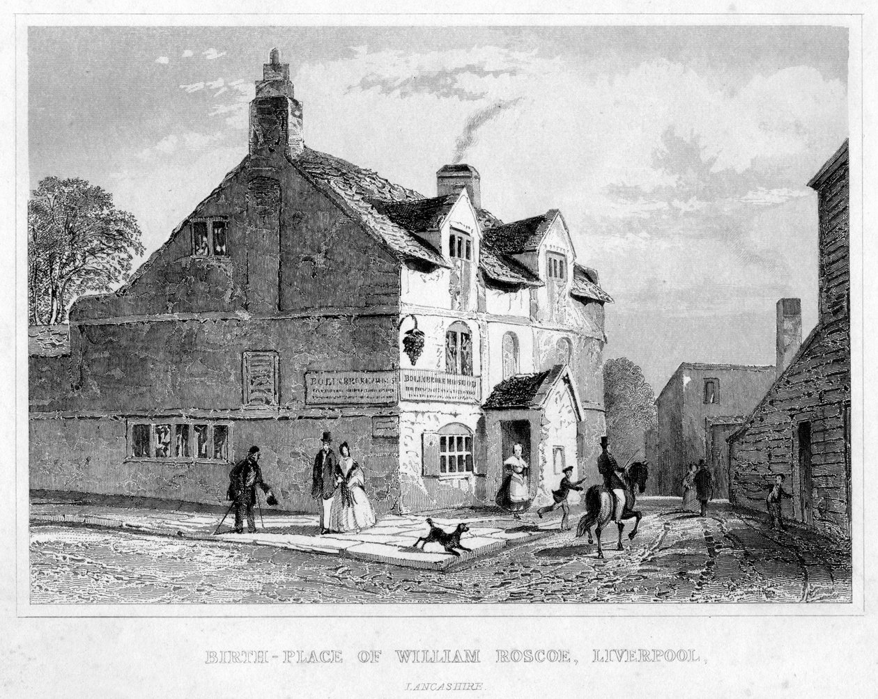 Geburtsort von William Roscoe, Liverpool, Lancashire, 19. Jahrhundert von Unbekannt