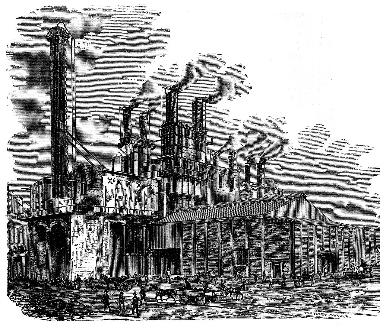 Hochöfen bei den Phoenix Iron and Bridge Works, Phoenixville, Pennsylvania, USA, 1873 von Unbekannt