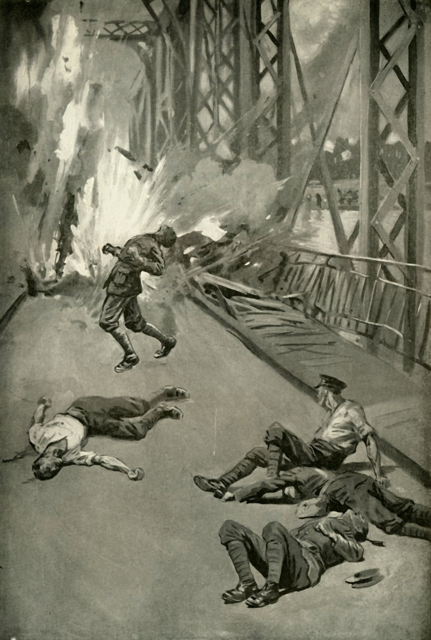 Sprengung einer Brücke über die Aisne bei Soissons, 1919 von Unbekannt