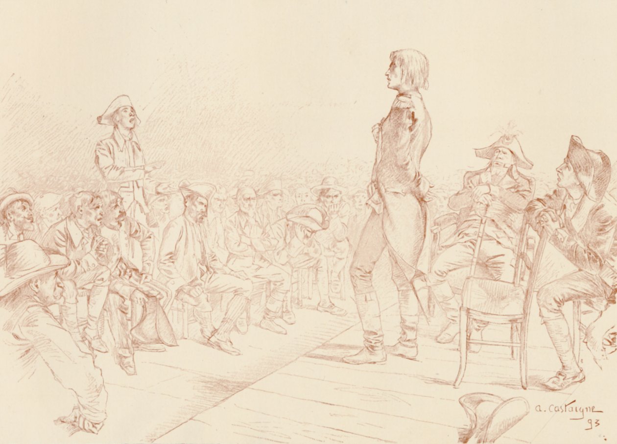 Bonaparte spricht einen Jakobinerclub in Korsika an, um 1789, 1896 von Unbekannt