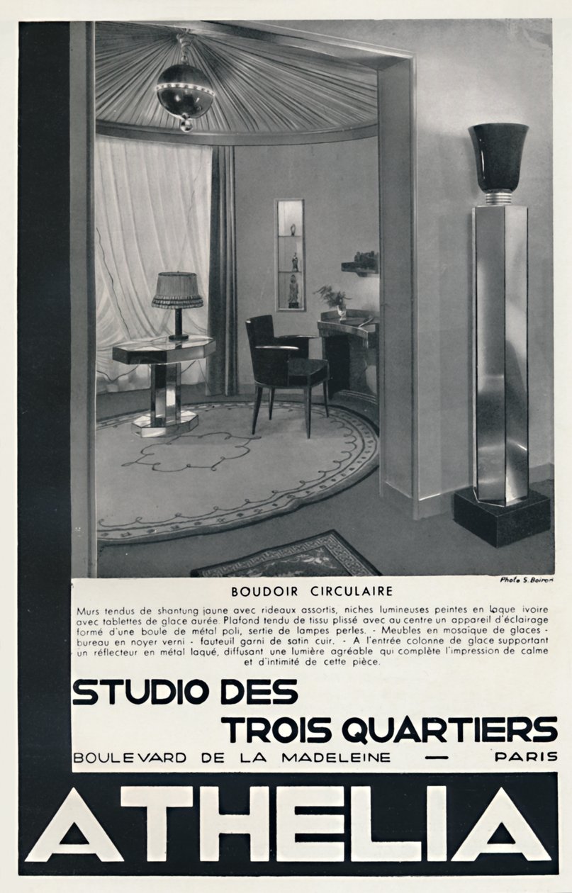 Boudoir Circulaire - Studio Des Trois Quartiers - Athelia, 1933 von Unbekannt