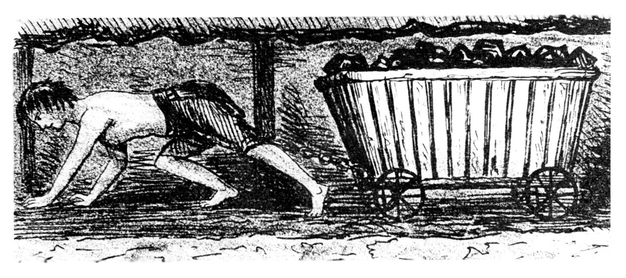 Junge zieht einen Wagen mit Kohle durch einen 24 Zoll hohen Stollen, Halifax, Yorkshire, 1848 von Unbekannt