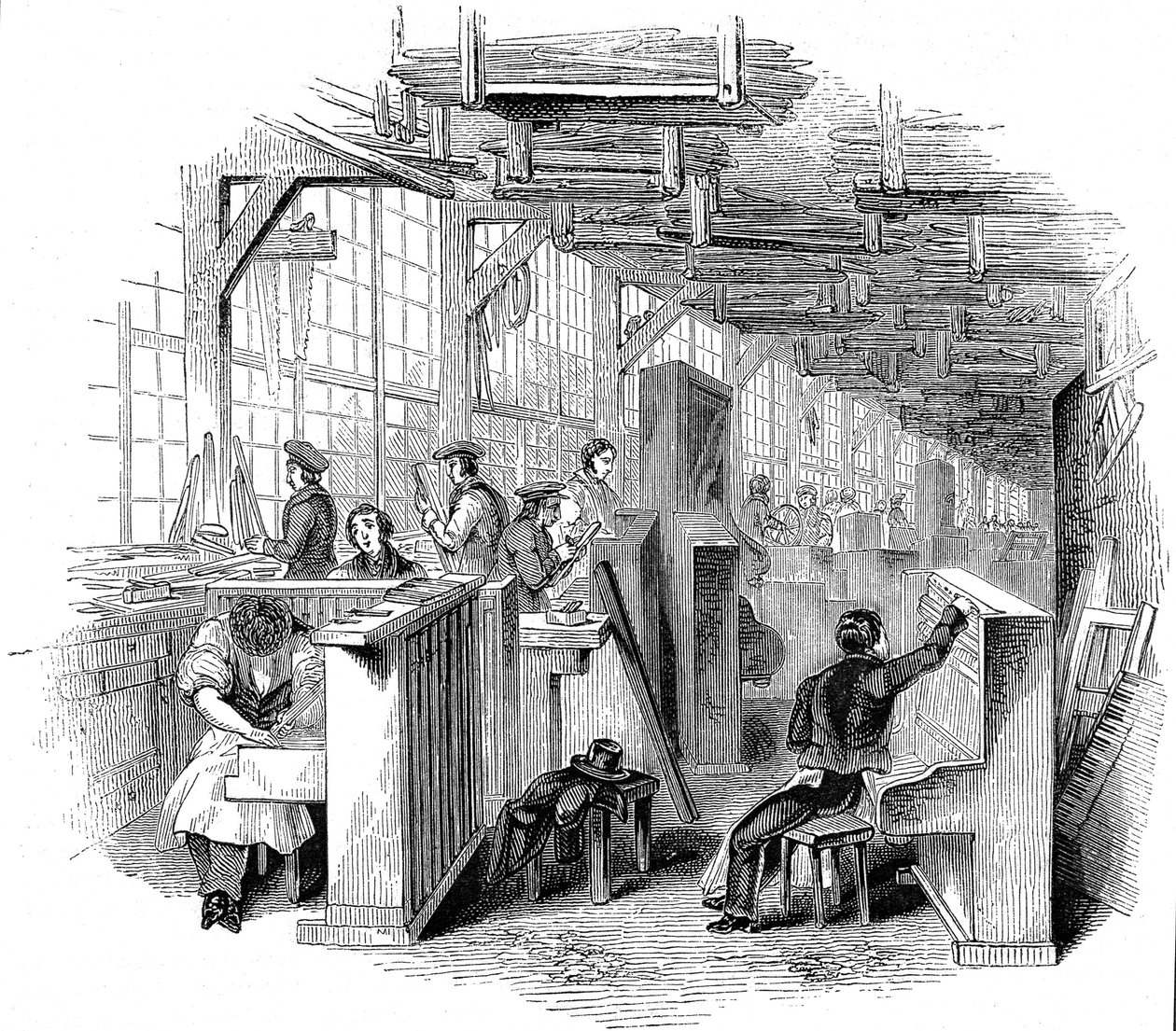 Broadwoods Klavierfabrik, Horseferry Road, Westminster, London, 1842 von Unbekannt