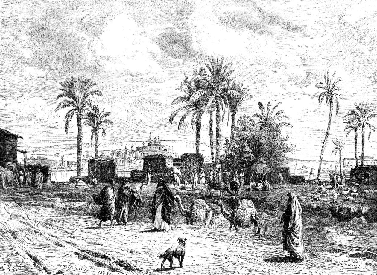 Kairo von der linken Uferseite des Nils, 1881 von Unbekannt