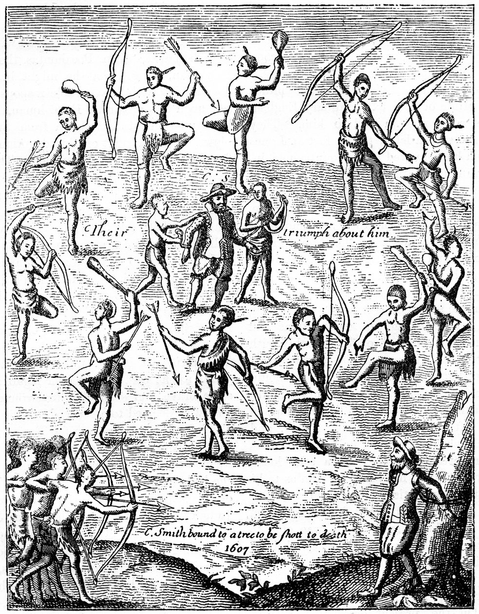 Kapitän John Smith von den Indianern gefangen genommen, Virginia, 1607, um 1880 von Unbekannt