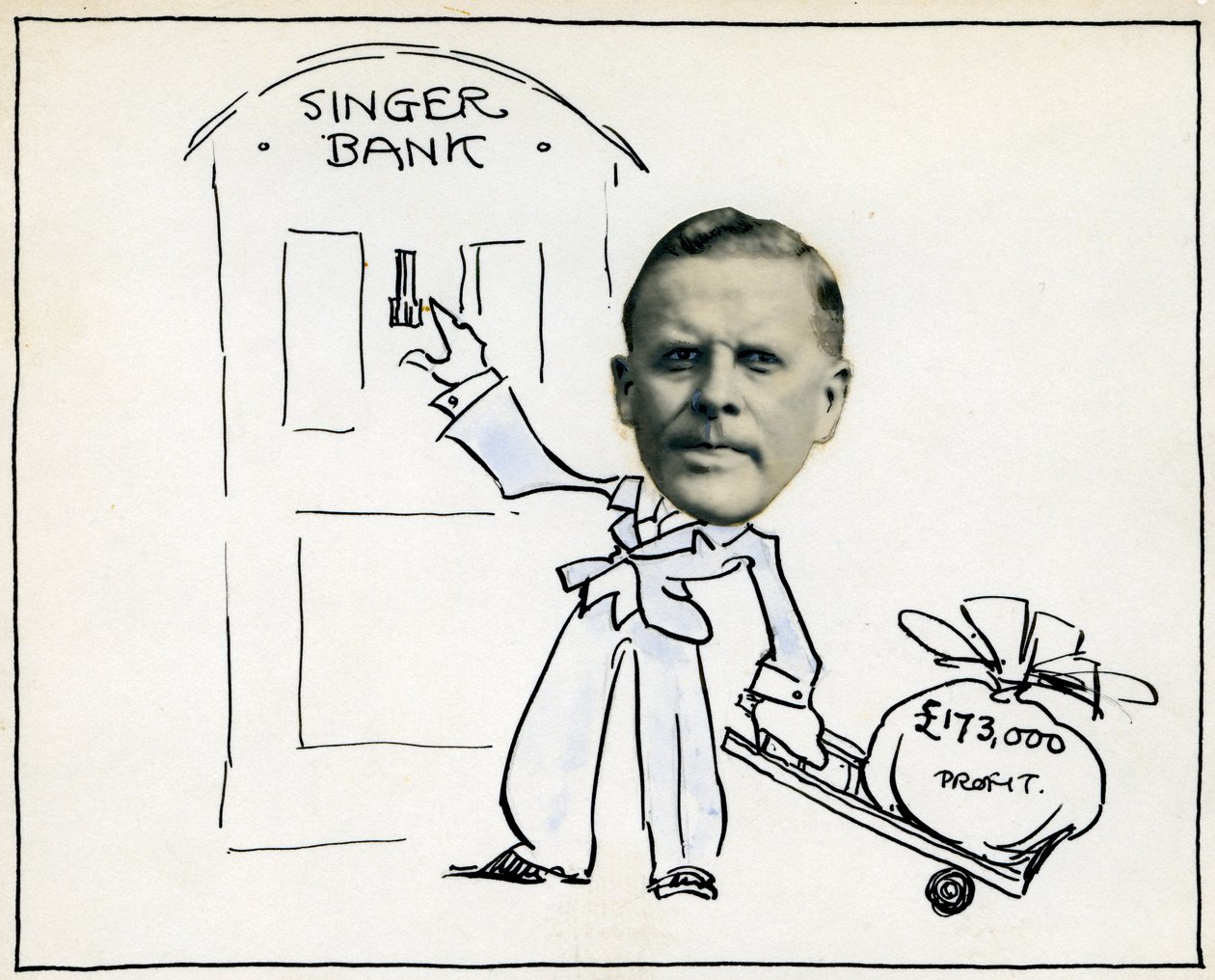 Karikatur des Geschäftsführers William E. Bullock, Singer & Company Ltd von Unbekannt