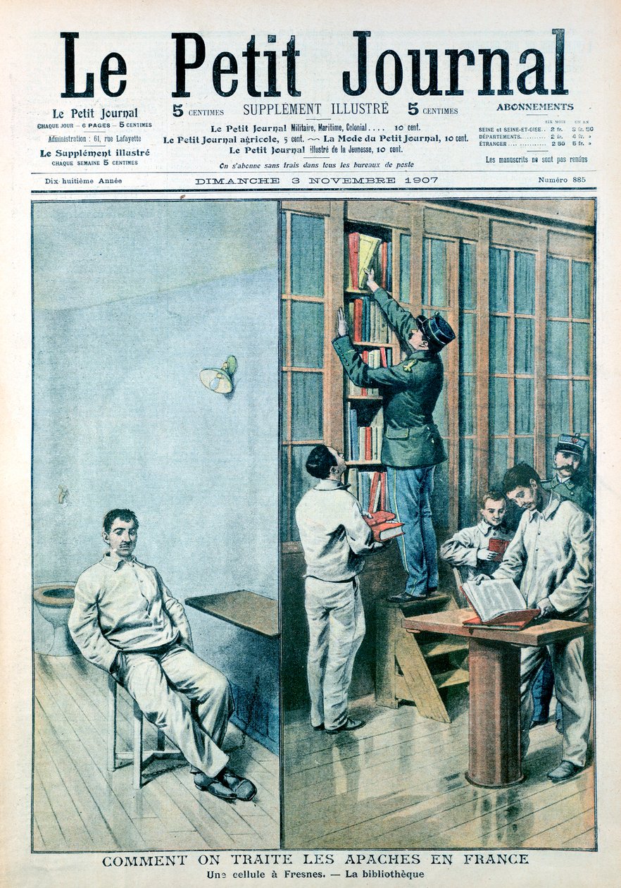 Zelle und Bibliothek im Gefängnis von Fresnes, 1907 von Unbekannt