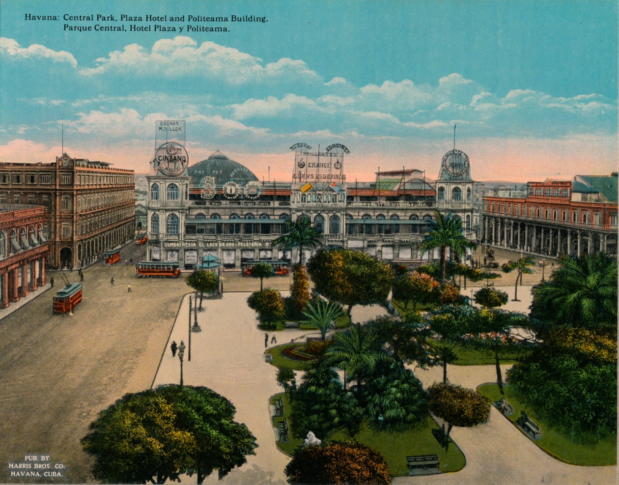Central Park, Plaza Hotel und Politeama-Gebäude, Havanna, Kuba, ca. 1920 von Unbekannt