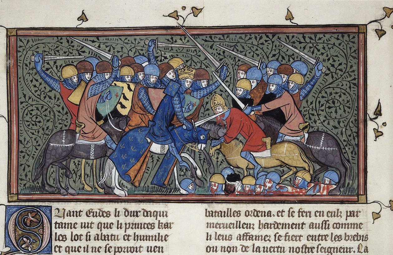 Karl Martell in der Schlacht von Tours, ca. 1332-1350 von Unbekannt