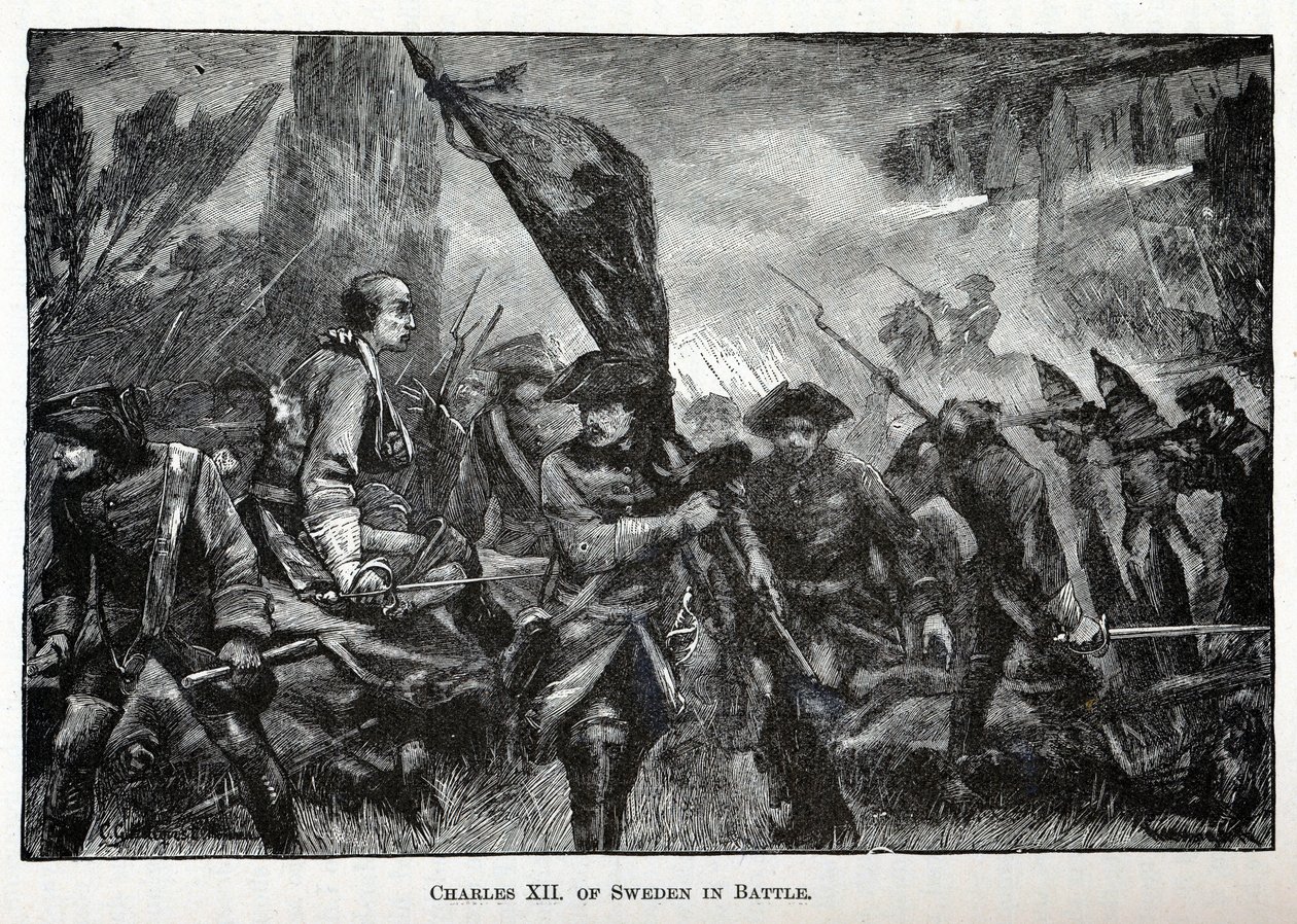 Karl XII. von Schweden in der Schlacht, 1882 von Unbekannt