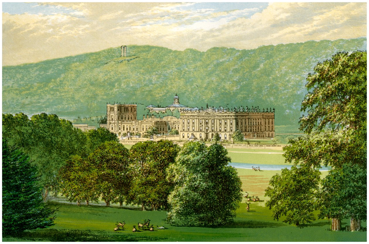 Chatsworth House, Derbyshire, Wohnsitz des Herzogs von Devonshire, um 1880 von Unbekannt