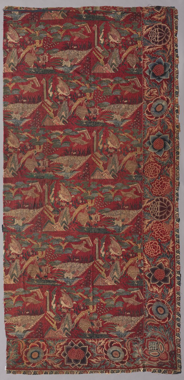 Chintz-Bettdecke oder Wandbehang mit japanisch inspiriertem Muster, rechte Hälfte, erste Hälfte des 18. Jahrhunderts von Unbekannt