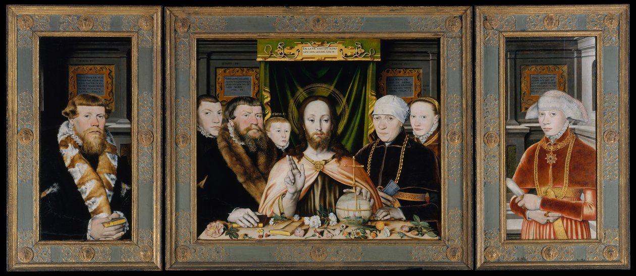 Christus segnet, umgeben von einer Stifterfamilie, ca. 1573-82 von Unbekannt