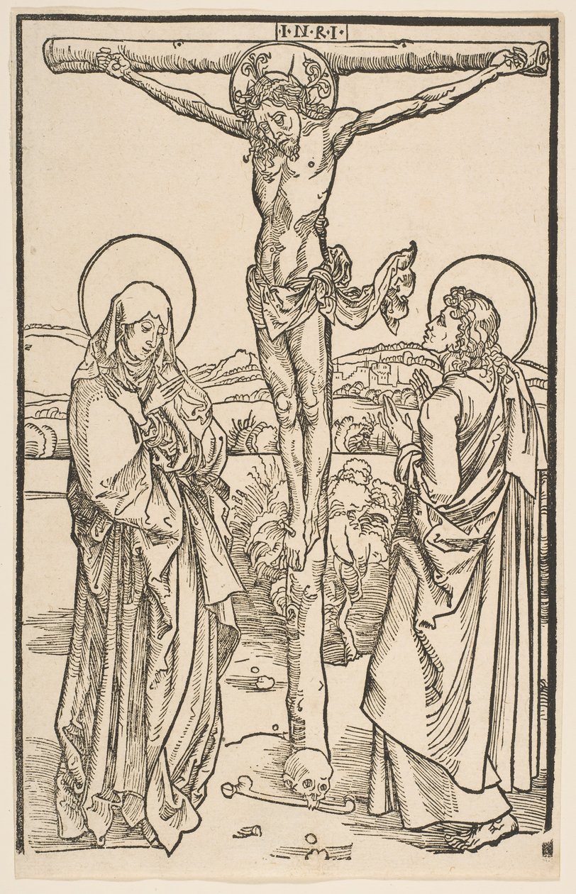 Christus am Kreuz mit der Jungfrau und dem heiligen Johannes von Unbekannt